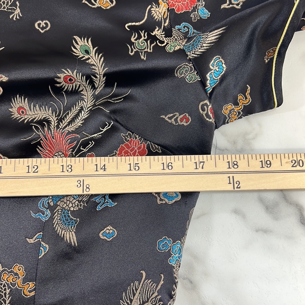 Yi Fang Dress Womens 36 Black Dragon Phoenix Chinese Traditional Short Sleeve - Picture 9 of 12